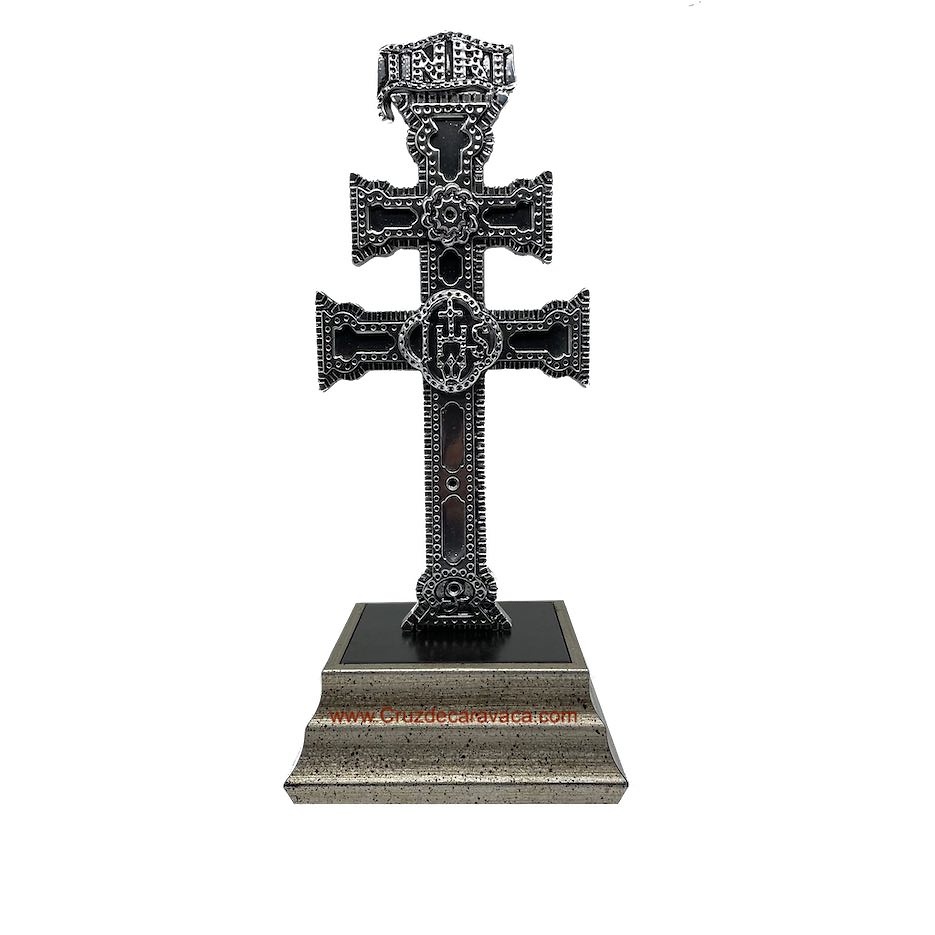 REPLICA AUTHENTIC CARAVACA CROSS WITH CARVED WOODEN BASE HOLY YEAR 2024 
