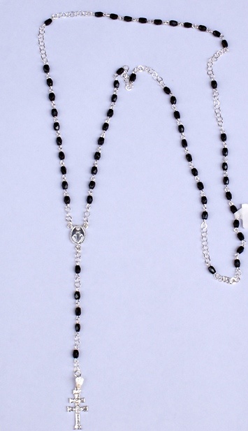 ROSARY CROSS CARAVACA MADE IN ONYX AND SILVER 