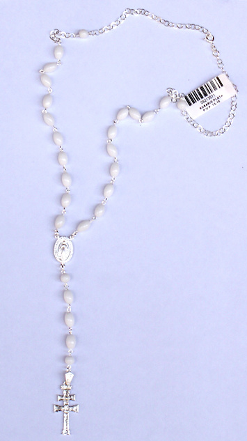 ROSARY CROSS OF CARAVACA MADE IN SILVER AND PEARL ROS 01 