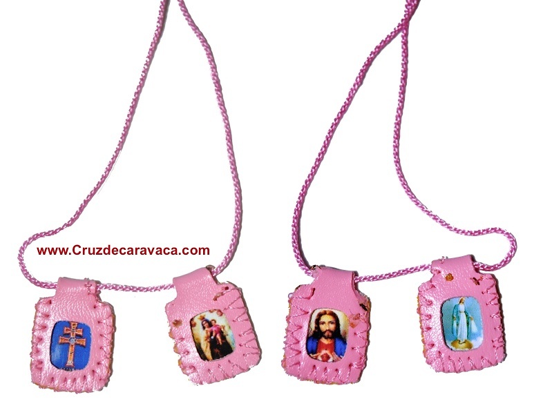 SCAPULAR CROSS CARAVACA, HEART OF JESUS, OUR LADY OF CARMEN AND LADY OF FATIMA 