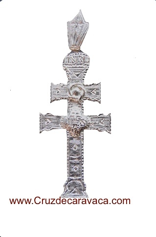 SILVER CARAVACA CROSS OF LAW TO RELIEVE TO TWO FACES 