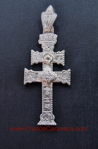 SILVER CARAVACA CROSS OF LAW TO RELIEVE TO TWO FACES 