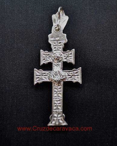 SILVER CARAVACA CROSS OF LAW TO RELIEVE TO TWO FACES 