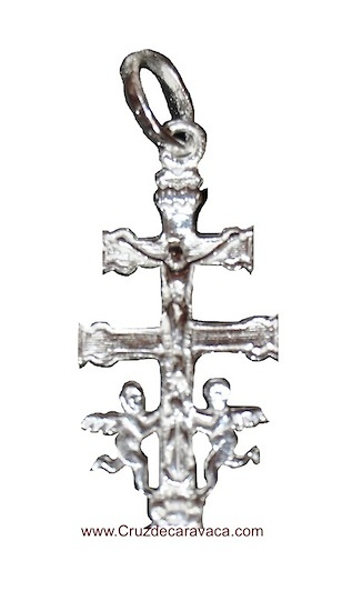 SILVER CROSS CARAVACA WITH ANGELES CHRIST AND THE VIRGIN 