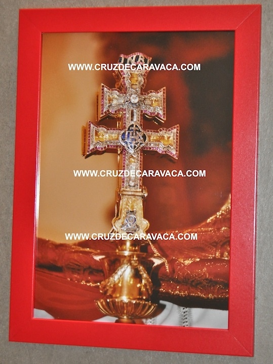 TABLE CARAVACA CROSS PHOTO FRAME IN RED 