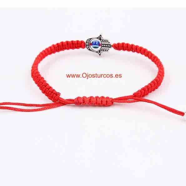 TURKISH EYE BRACELET WITHIN THE HAND OF FATIMA WITH RED CORD 
