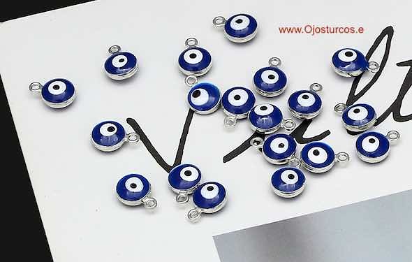 TURKISH PROTECTIVE EYE TO HANG IN ENAMEL ON SILVER METAL 