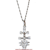 BIG CARAVACA  CROSS AND CHAIN ​​IS ALL SILVER