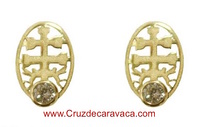 CARAVACA CROSS EARRINGS BABY GOLD WITH CIRCONIT