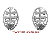 CARAVACA CROSS EARRINGS BABY SILVER WITH CIRCONIT