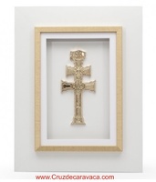 CARAVACA CROSS FRAME WHITE AND GOLDEN FRAME