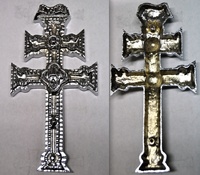 CARAVACA CROSS IN BRONZE CAST IN SILVER-CHROME BATH