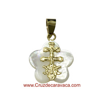 CARAVACA CROSS MEDAL GOLD AND FLOWER NACRE