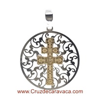 CARAVACA CROSS MEDAL IN SILVER AND SILVER GOLD PLATED MODERNIST DESIGN