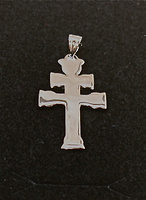 CARAVACA CROSS OF POLISHED SILVER LARGE TWO FACES