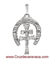 CARAVACA CROSS SILVER HORSESHOE FOR HANGING