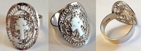 CARAVACA CROSS SILVER RING, ADJUSTABLE OVAL DESIGN