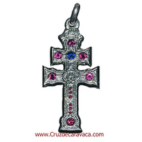 CARAVACA CROSS SOLID SILVER AND WITH 14 Zirconia (PESA 35 GRS.)