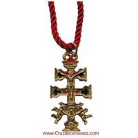 CARAVACA CROSS WITH ANGELS WITH HISTORY OF THE EMERGENCE OF THE CROSS WITH SILK CORD