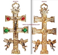 CROSS OF CARAVACA WITH ANGEL OF GOLD ENAMELED METAL  GR