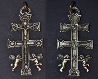 CROSS OF CARAVACA WITH ANGELES METAL CASTING