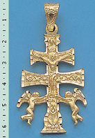 CROSS OF CARAVACA WITH ANGELS MADE IN GOLD C570