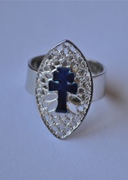 CROSS RING ENAMEL ON SILVER CARAVACA, IS ADJUSTABLE