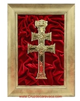 GOLDEN CARAVACA CROSS TABLE ON VELVET