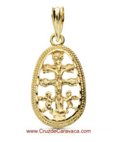 GOLDEN CARAVACA CROSS WITH ANGELS AND CHRIST IN MEDAL 2.5 GRAMS OF WEIGHT