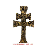 MAGNET CROSS OF CARAVACA OF WOOD CARVED WITH CORD FOR HANGING