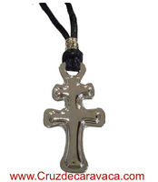 PENDANT CROSS KEY RING METAL AND LEATHER