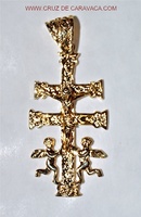 PENDANT CROSS OF CARAVACA WITH ANGELS D'ORO C573