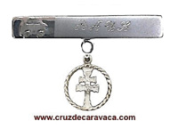 PIN CROSS OF CARAVACA PARA BABY EN PLATA DE LEY WITH RHODIUM BAÑO