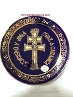 PLATE CARAVACA CROSS  IN COBALT AND LARGE ENAMEL