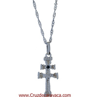 SET CARAVACA CROSS STERLING SILVER STONE CARVED GLASS AND SILVER CHAIN