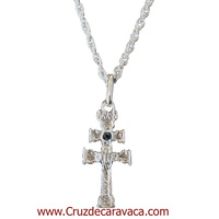 SET CARAVACA CROSS STERLING SILVER STONE CARVED GLASS AND SILVER CORD