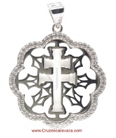 SILVER CARAVACA CROSS MEDAL AND STAR ZIRCON CROWN