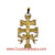 CRUZ DE CARAVACA A RELIEVE DE ORO AMARILLO Y BLANCO CON ANGELES Y CRISTO MEDIANA