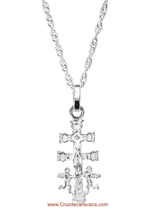 CONJUNTO EN PLATA DE CADENA Y CRUZ DE CARAVACA 