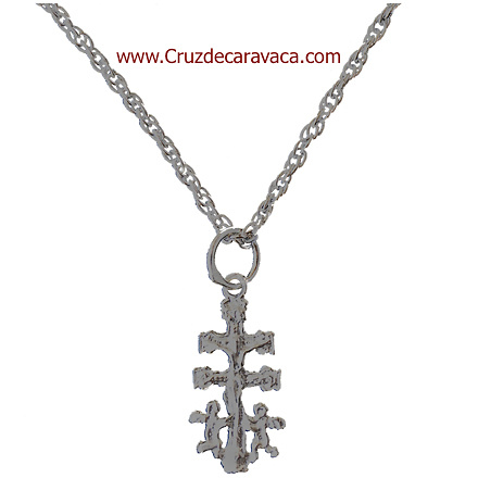 CONJUNTO EN PLATA DE CORDÓN Y CRUZ DE CARAVACA 