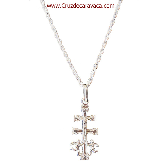 CONJUNTO EN PLATA DE CORDÓN Y CRUZ DE CARAVACA 