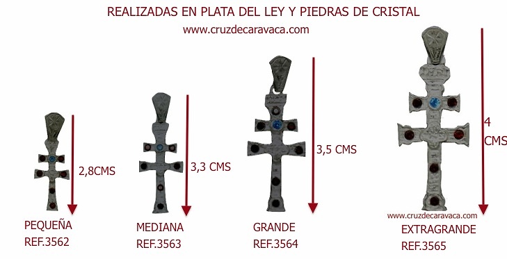 CRUZ CARAVACA EN PLATA DE LEY CON PIEDRAS DE CRISTAL TALLADO EXTRA GRANDE 