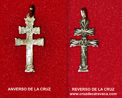 CRUZ DE CARAVACA DE ORO TALLADA A DOS CARAS 