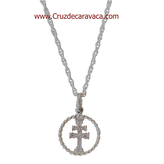 CRUZ DE CARAVACA DE PLATA Y CORDÓN DE PLATA DE LEY 