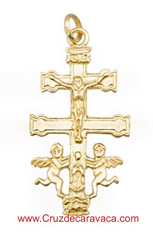 CRUZ DE CARAVACA ORO CON ANGELES 