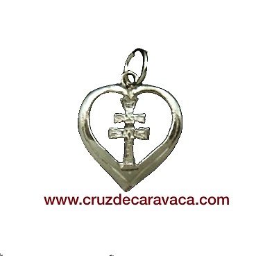 MEDALLA CRUZ DE CARAVACA CORAZÓN DE PLATA DE LEY 