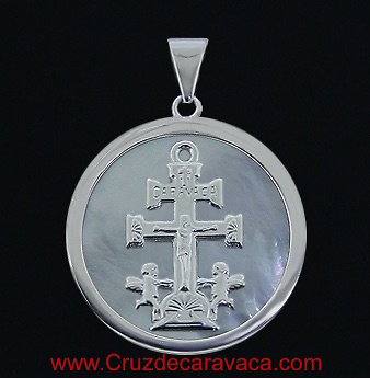 MEDALLA CRUZ DE CARAVACA NACAR Y PLATA DE LEY 