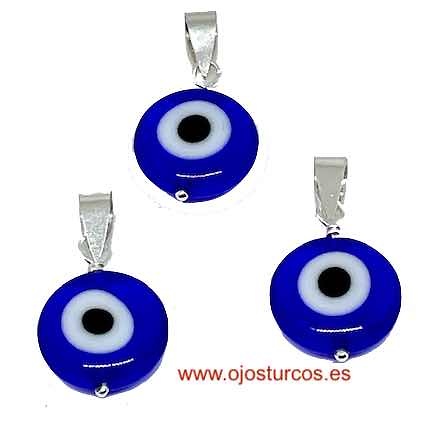 OJO TURCO PROTECTOR PARA COLGAR DE CRISTAL Y PLATA DE LEY 