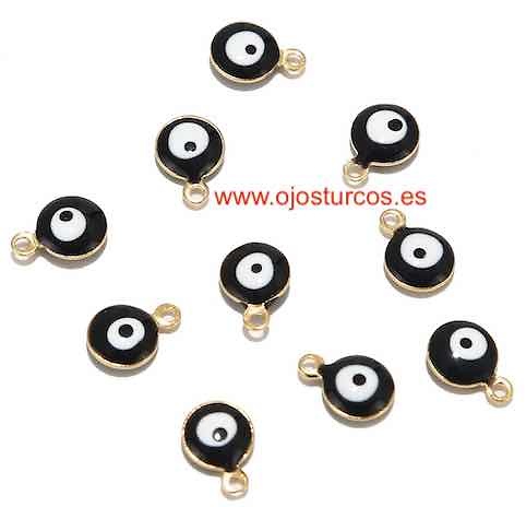 OJO TURCO PROTECTOR PARA COLGAR DE ESMALTE SOBRE METAL DORADO NEGRO 