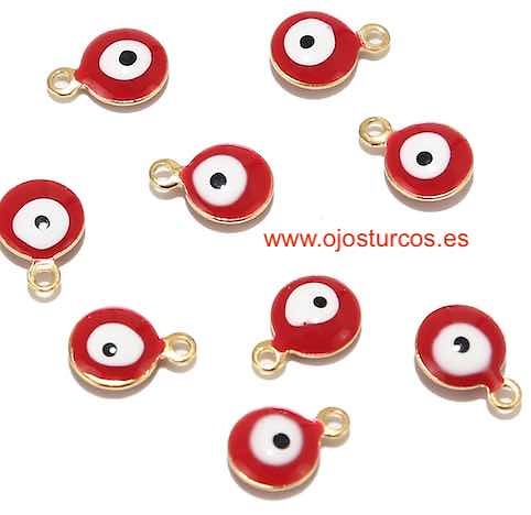 OJO TURCO PROTECTOR PARA COLGAR DE ESMALTE SOBRE METAL DORADO ROJO 